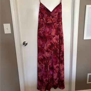 Lulu's Floral Maxi Slip Dress in Berry and Mauve